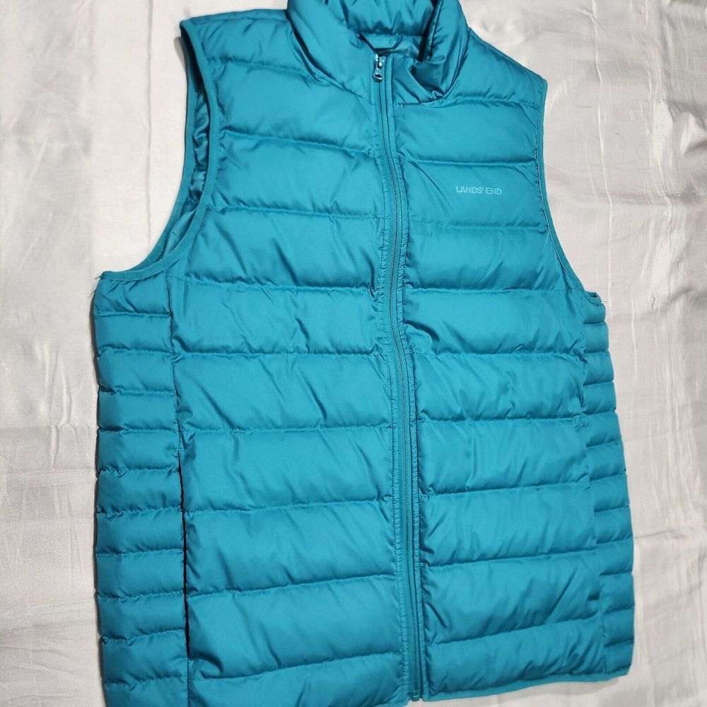 Lands End Down Puffer Vest Men M 700 Fill Full Zip Gorpcore Hiking‎ Outdoor Trek